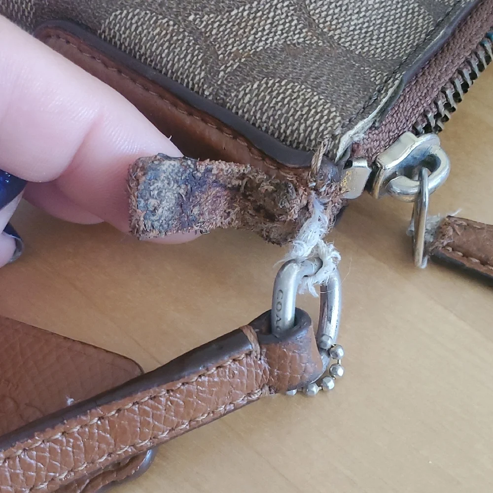 Coach Brown Monogram Canvas Crossbody/Shoulder Bag Project DIY Repair - Picture 9 of 15
